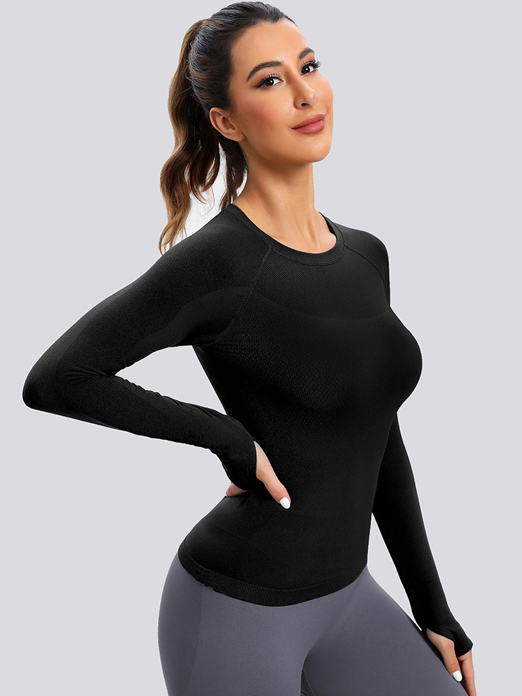 LCMTWX Black Workout Top Workout Long Sleeve Tops Trending Gifts