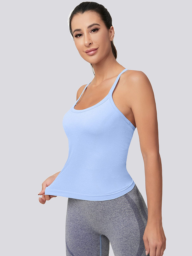 MathCat Workout Tank Tops for Women Sleeveless Gym Tops Seamless Racerback  Athletic Yoga Shirts White