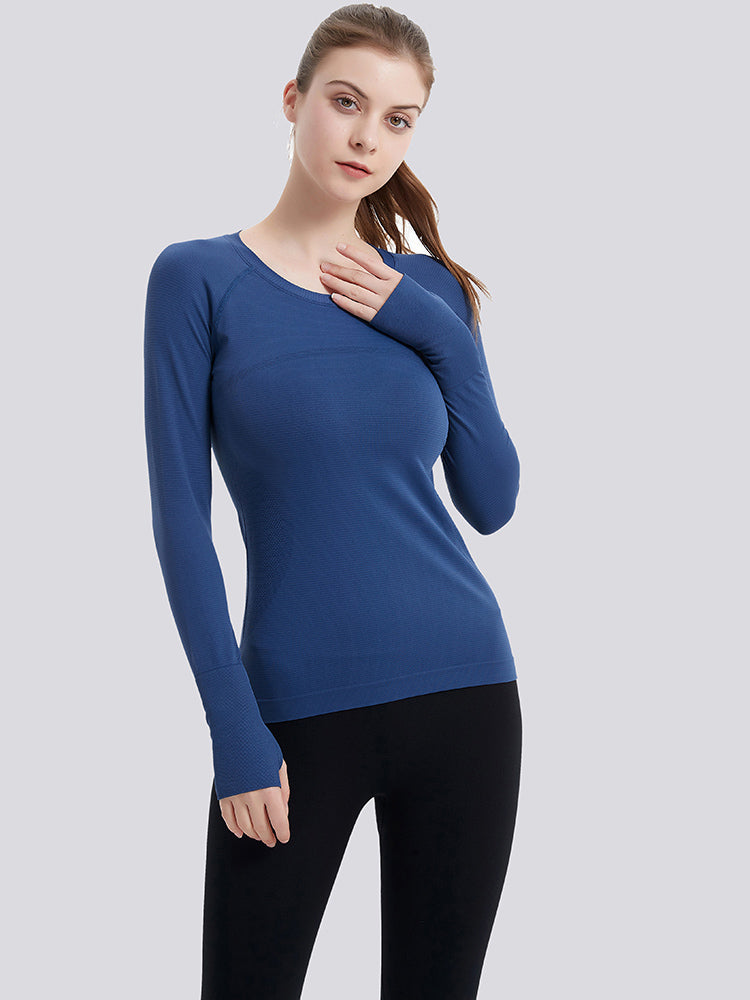 MathCat Athletic Long Sleeve Workout Shirts for Women Navyblue Mathcat