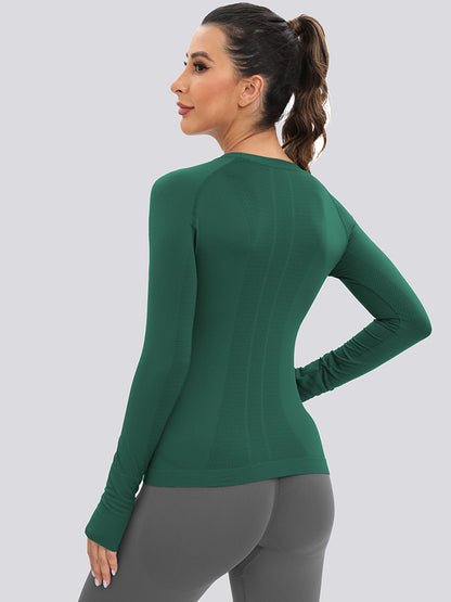 MathCat Long Sleeve Workout Shirts Breathable Thumb Holes Tops Dark Green