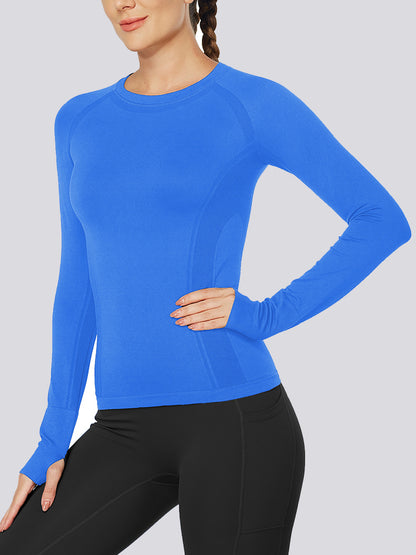 MathCat Quick Dry Gym Athletic Long Sleeve Workout Shirts Blue03