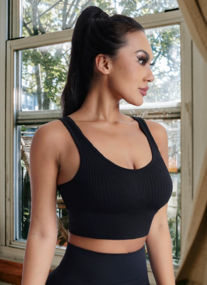 Scoop Neck Low Impact Yoga Bra Workout Crop Top