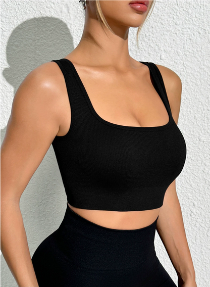 Womens Square Neck Low Impact U Back Sports Bra