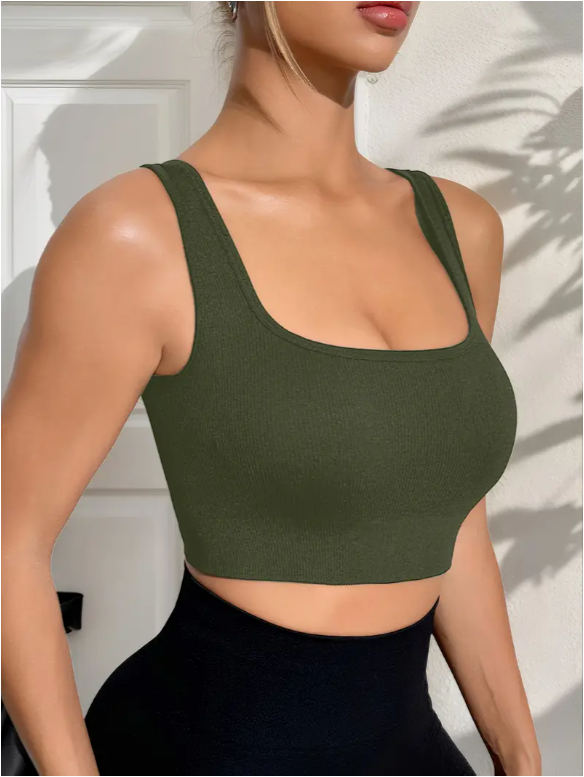 Womens Square Neck Low Impact U Back Sports Bra