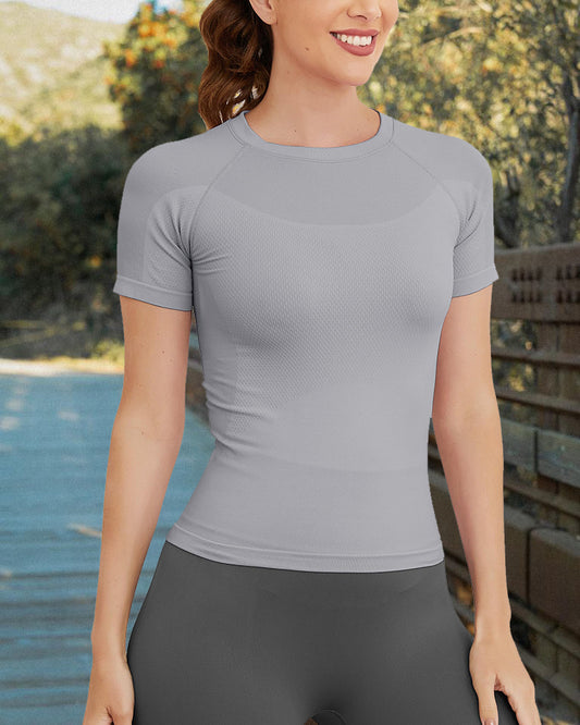 MathCat Seamless Soft Workout Tops T-shirt Grey