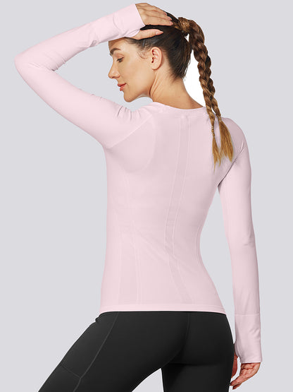 MathCat Quick Dry Gym Athletic Long Sleeve Workout Shirts for Women Purple
