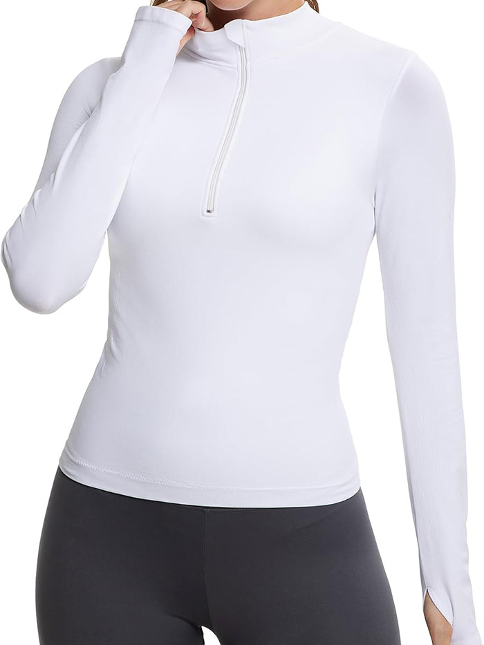 MathCat Womens Lightweight Half Zip Workout Jackets with Thumb Holes