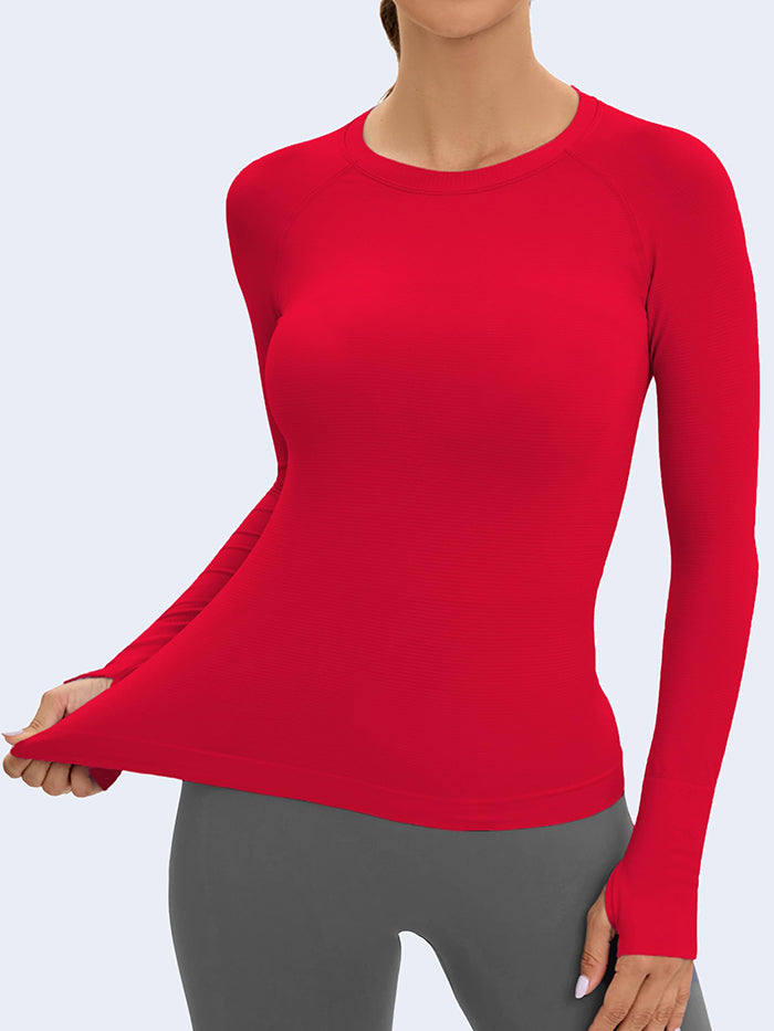 MATHCAT Long Sleeve Workout Shirts Breathable Thumb Holes Tops wholesale