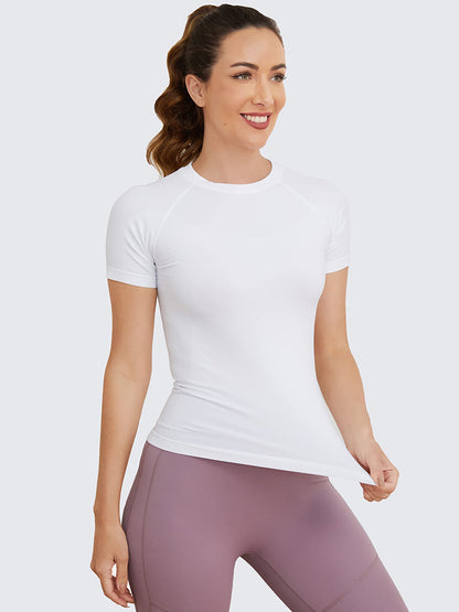 MathCat Seamless Soft Workout Tops T-shirt White