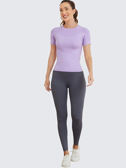 MathCat Seamless Soft Workout Tops T-shirt Purple
