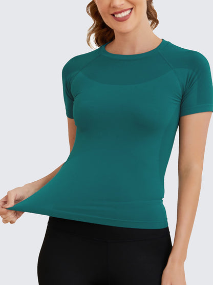 MathCat Seamless Soft Workout Tops T-shirt Darkgreen