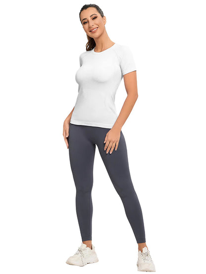 MathCat Yoga Short Sleeve Shirts Soft Seamless Gym T-Shirts
