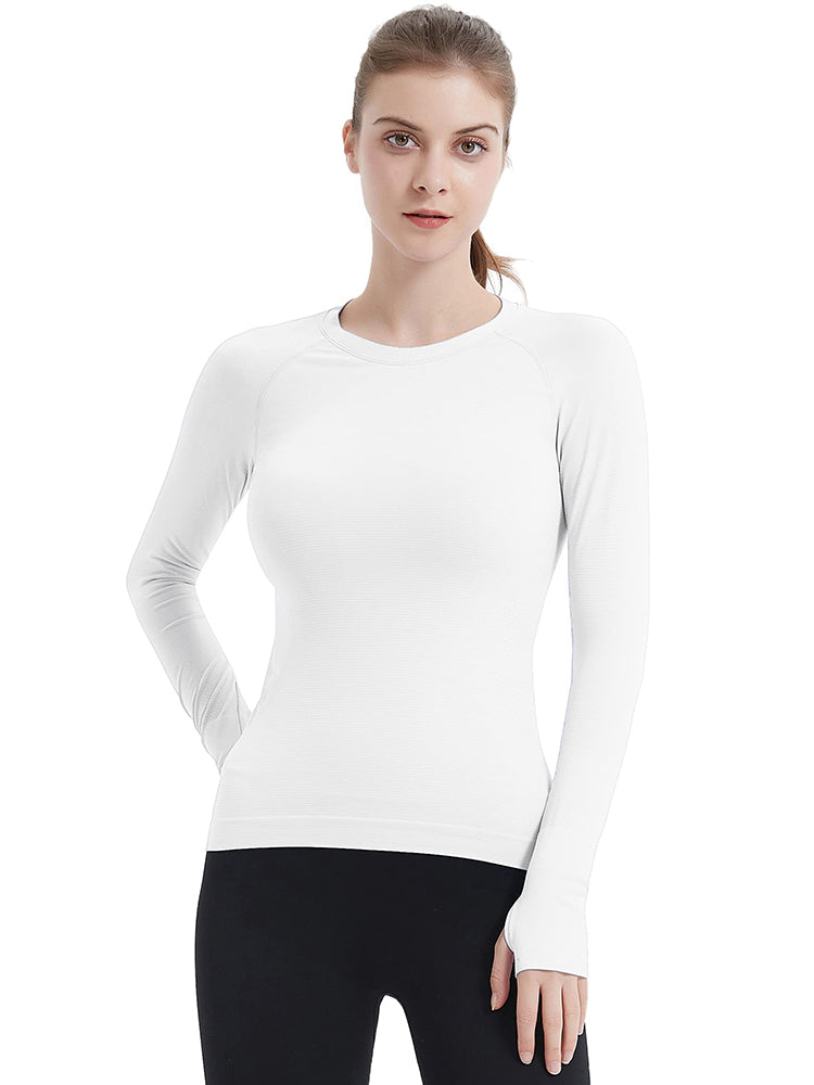 MathCat Athletic Long Sleeve Workout Shirts White