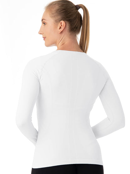 MathCat Breathable Seamless Long Sleeve Workout Shirts Sports Running Yoga Shirt White