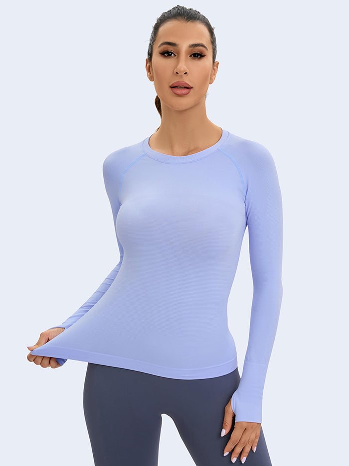 MATHCAT Long Sleeve Workout Shirts Breathable Thumb Holes Tops wholesale