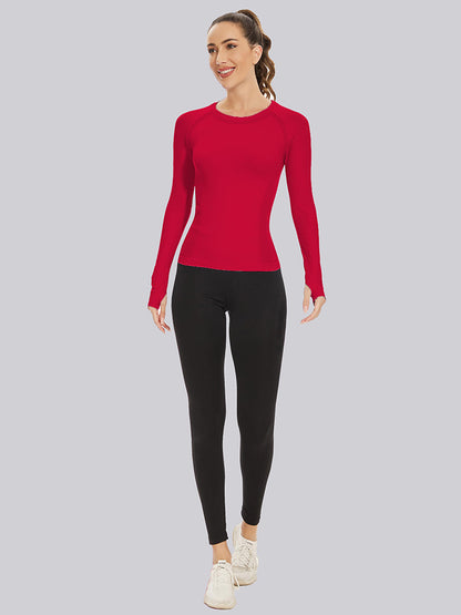 MathCat Quick Dry Gym Athletic Long Sleeve Workout Shirts Red