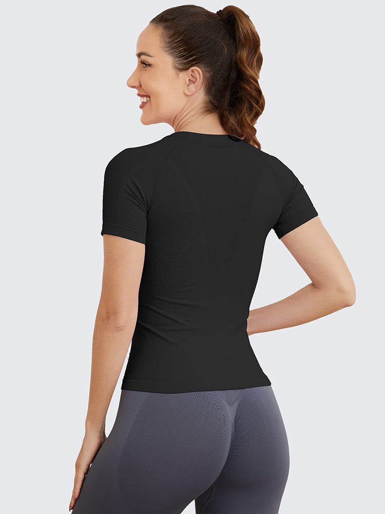 MathCat Seamless Soft Workout Tops T-shirt Black