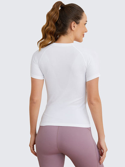 MathCat Seamless Soft Workout Tops T-shirt White