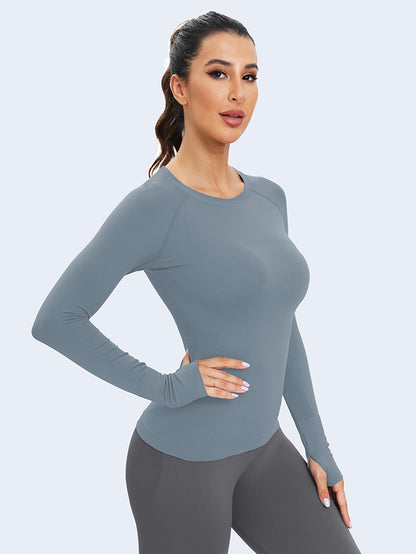 MATHCAT Long Sleeve Workout Shirts Breathable Thumb Holes Tops wholesale