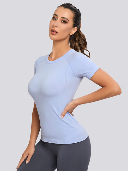 Mathcat Soft Seamless Gym Short Sleeve T-Shirt Skyblue