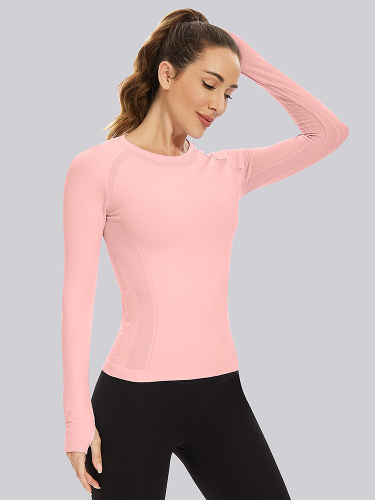 MathCat Quick Dry Gym Athletic Long Sleeve Workout Shirts Pink02