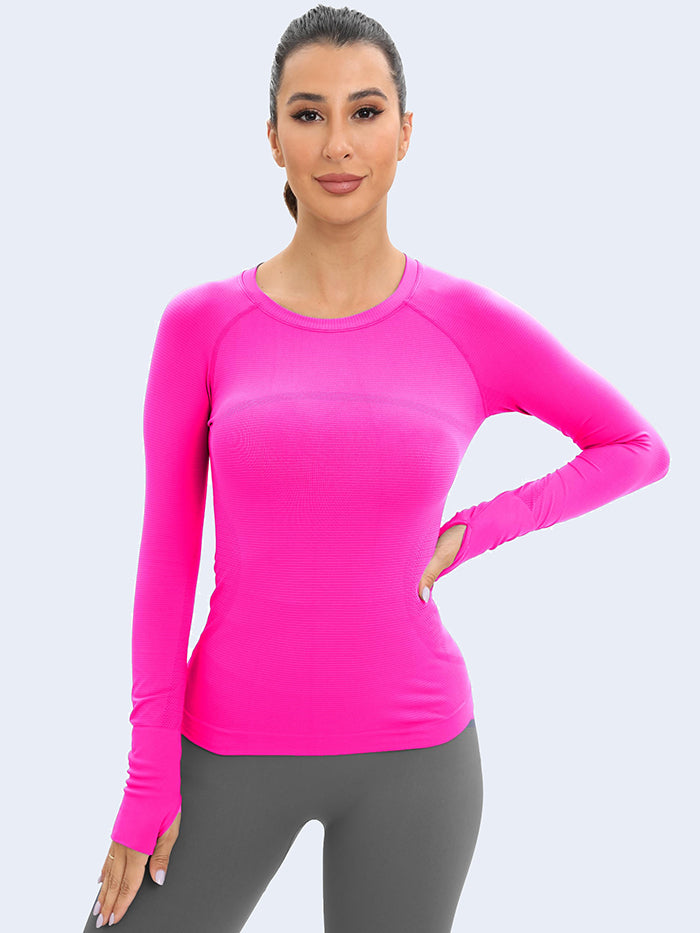 MATHCAT Long Sleeve Workout Shirts Breathable Thumb Holes Tops