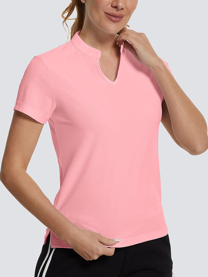 MathCat Women's V-Neck Quick Dry Golf Casual T-Shirt Peach Pink