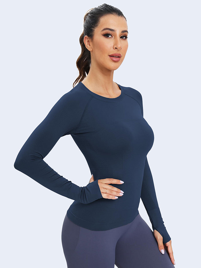 MATHCAT Long Sleeve Workout Shirts Breathable Thumb Holes Tops wholesale