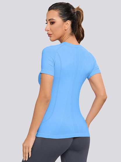 MathCat Yoga Short Sleeve Shirts Soft Seamless Gym T-Shirts