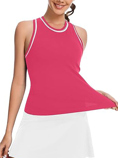 MATHCAT Women's Tennis Tank Tops Seamless Racerback High Neck Workout Tank With Built in Bra for Yoga, Pilates, Gym, Training