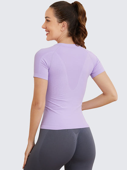 MathCat Seamless Soft Workout Tops T-shirt Purple