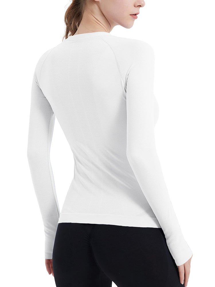 MathCat Athletic Long Sleeve Workout Shirts White