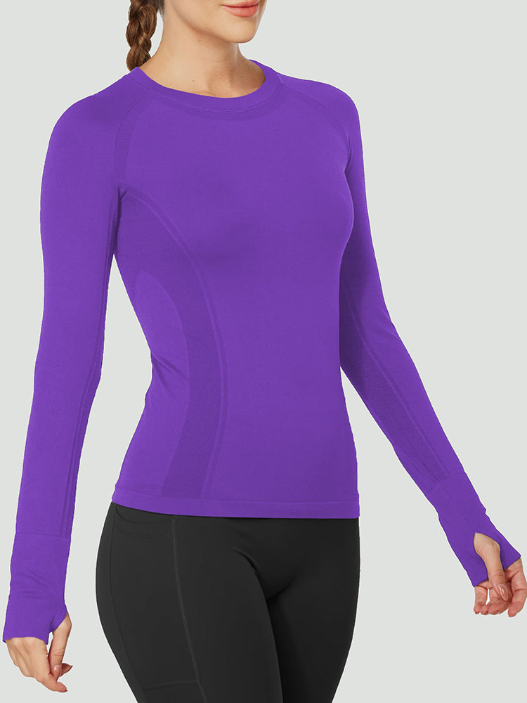 MathCat Quick Dry Gym Athletic Long Sleeve Workout Shirts Darkpurple