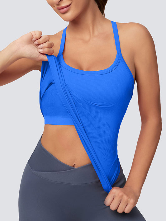 MATHCAT Women Seamless Racerback Athletic Running tank-Workout Tank With Built in Bra-Suitable for Yoga, Gym,Pilates