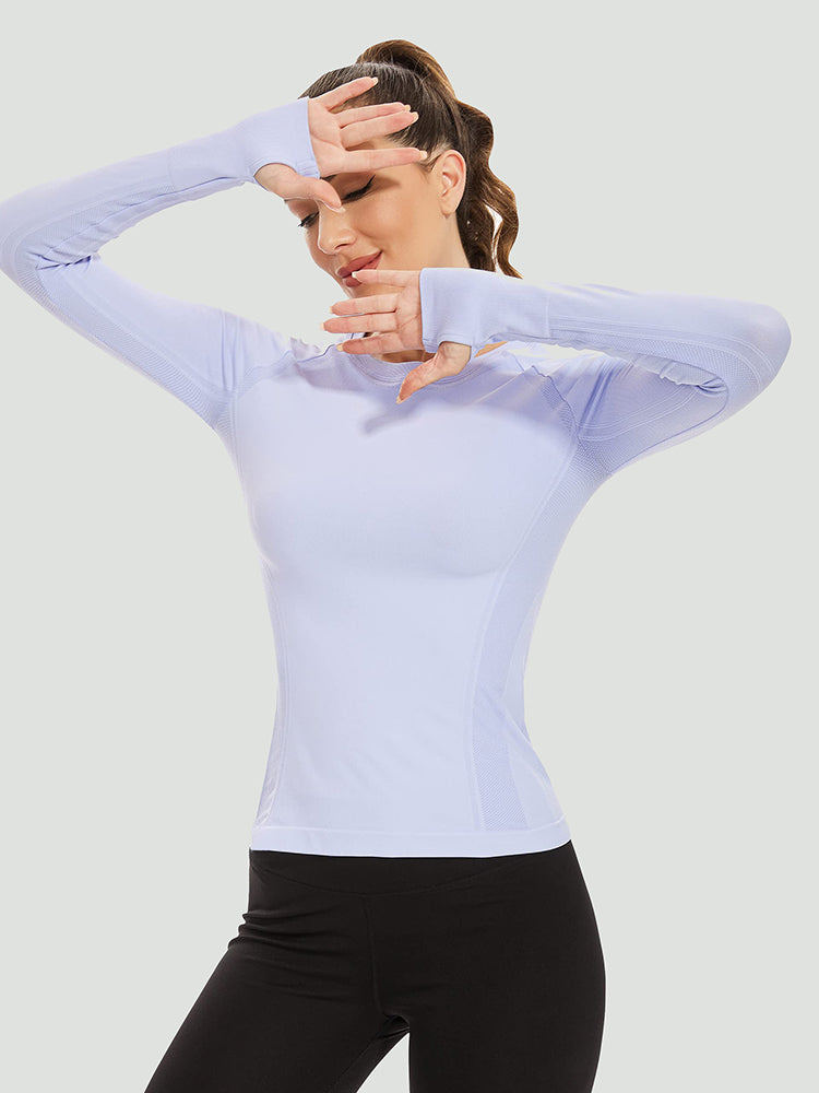 MathCat Quick Dry Gym Athletic Long Sleeve Workout Shirts Wathet