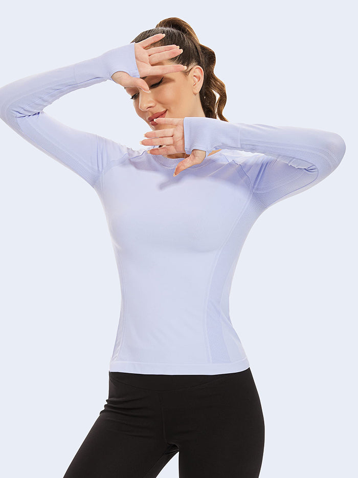 MATHCAT Quick Dry Gym Athletic Long Sleeve Workout Shirts for Women