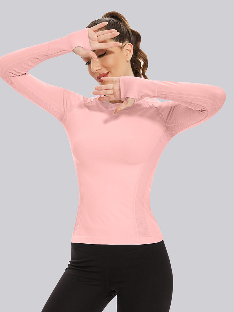 MathCat Quick Dry Gym Athletic Long Sleeve Workout Shirts Pink02