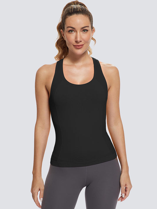 MathCat Women Racerback Seamless Running Tank Tops Workout Tops Black