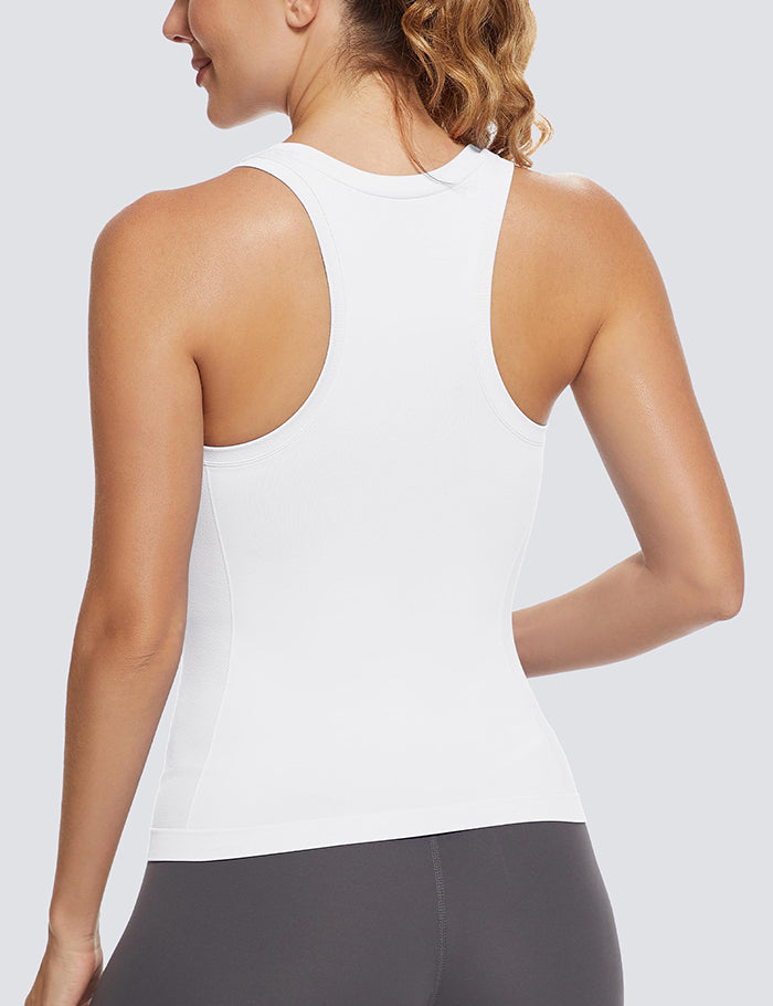 MathCat Women Racerback Seamless Running Tank Tops Workout Tops White