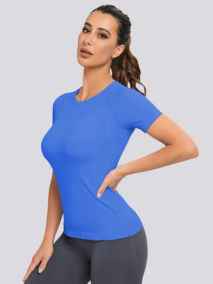 MATHCAT Yoga Short Sleeve Shirts Soft Seamless Gym T-Shirts