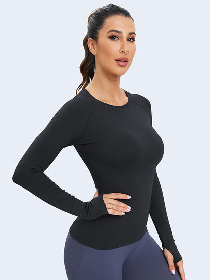 MATHCAT Long Sleeve Workout Shirts Breathable Thumb Holes Tops wholesale