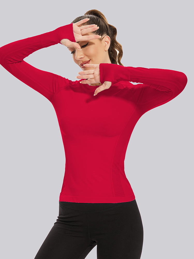 MathCat Quick Dry Gym Athletic Long Sleeve Workout Shirts Red
