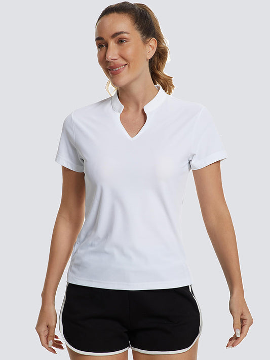 MathCat Women's V-Neck Quick Dry Golf Casual T-Shirt White