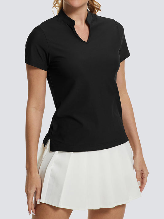 MathCat Women's V-Neck Quick Dry Golf Casual T-Shirt Black