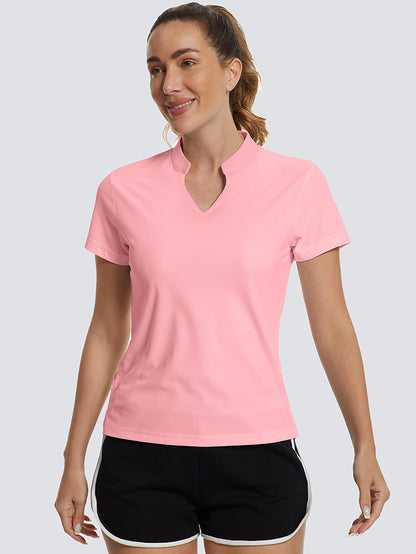 MathCat Women's V-Neck Quick Dry Golf Casual T-Shirt Peach Pink