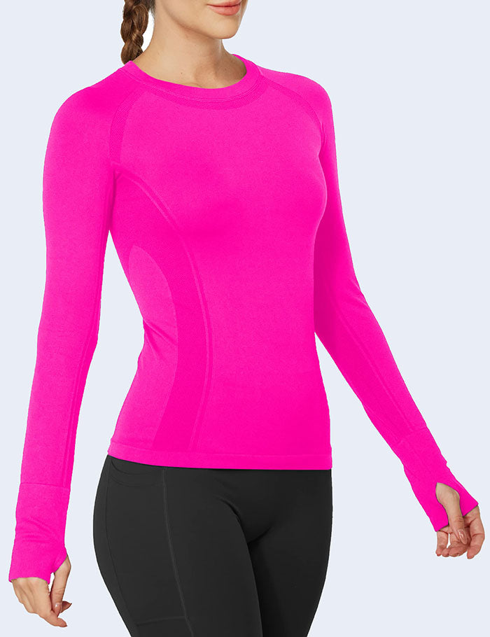 MATHCAT Quick Dry Gym Athletic Long Sleeve Workout Shirts for Women