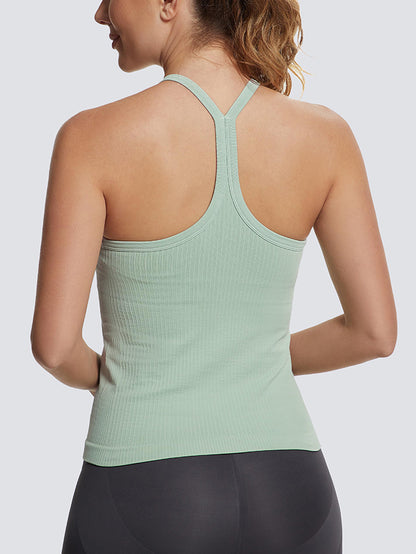 MATHCAT Ribbed Soft Seamless Workout Racerback Tank Tops with Built-in Bra Wholesale