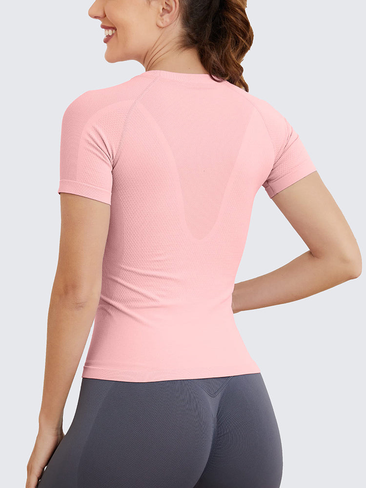 MathCat Yoga Short Sleeve Shirts Soft Seamless Gym T-shirt Light Pink –  Mathcat