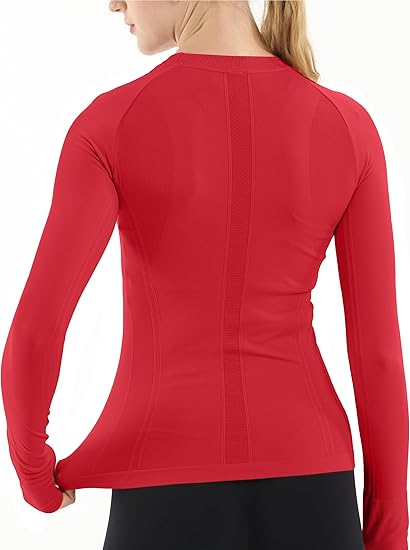 MathCat Quick Dry Gym Athletic Long Sleeve Workout Shirts Red