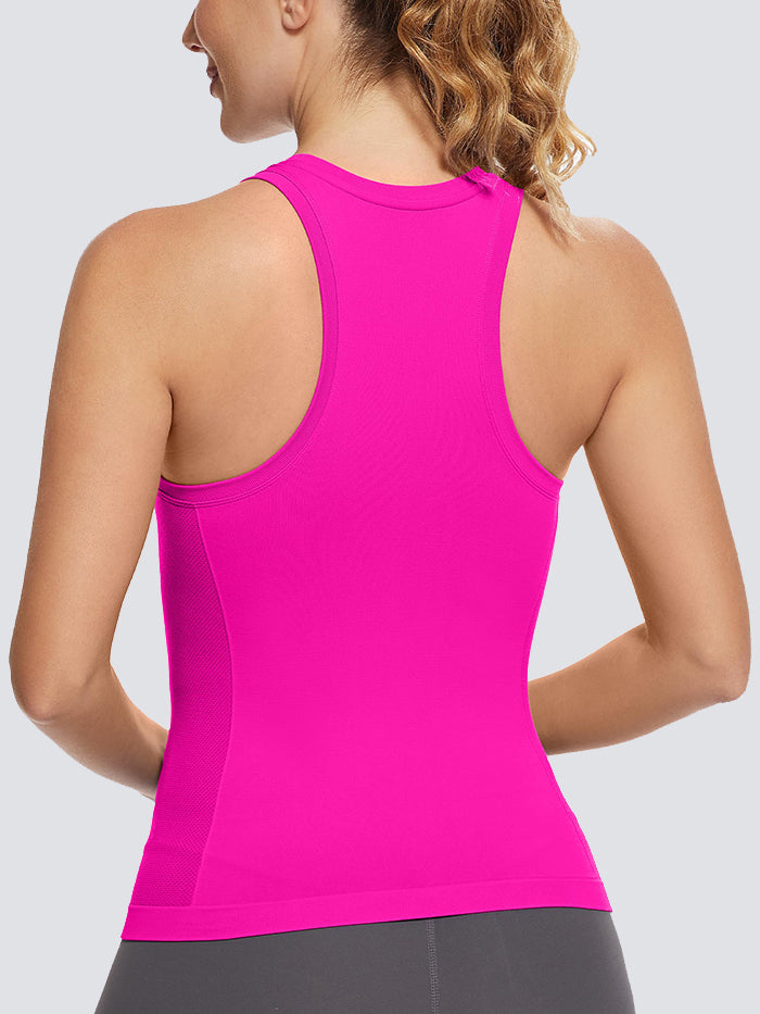 MathCat Women Racerback Seamless Running Tank Tops Workout Tops Hot Pink